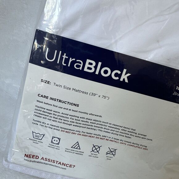Twin Size UltraBlock Zippered Mattress Protector Waterproof Cover Encasement - Picture 5 of 8